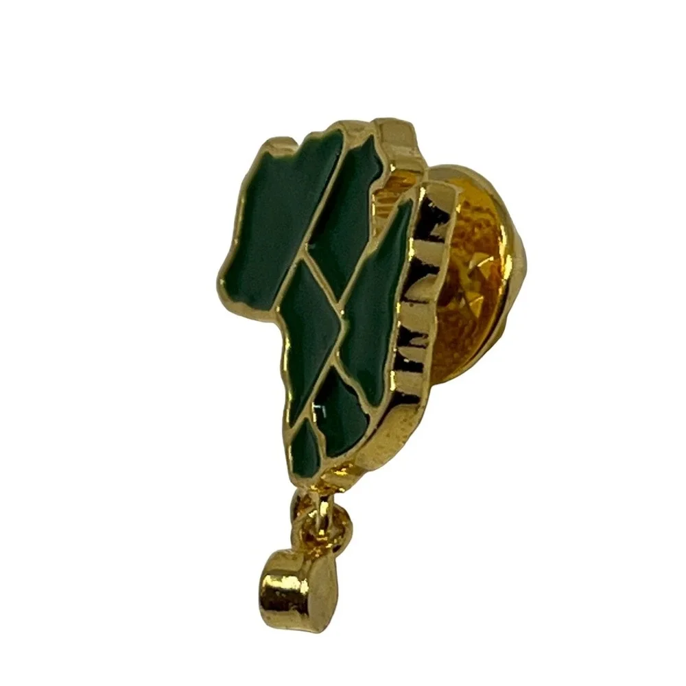 Australia Tasmania Map Brooch Green Enamel Gold Tone Tie Pin‎